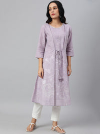 W Women Floral Print Cotton A-Line Kurta
