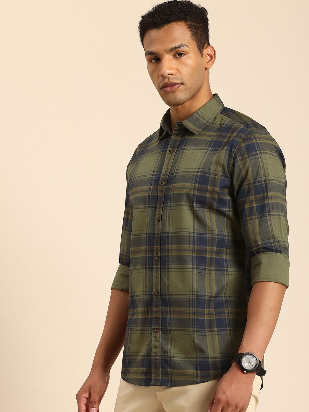 Being Human Slim Fit Checked Pure Cotton Casual Shirt
