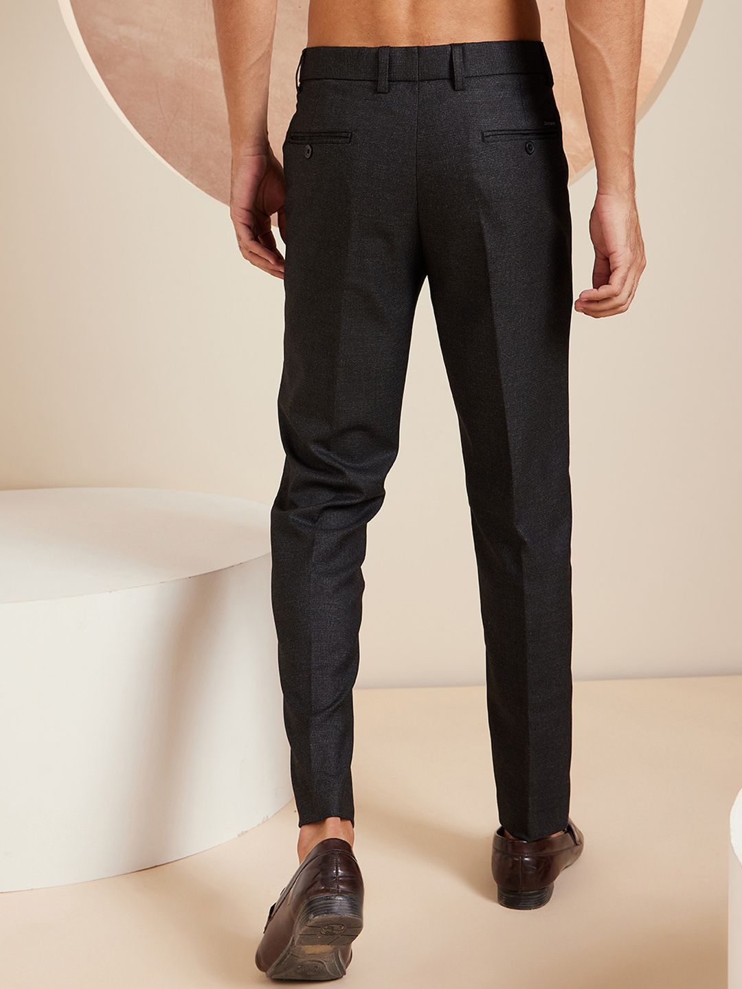 DENNISON Men Smart Tapered Fit Easy Wash Formal Trousers