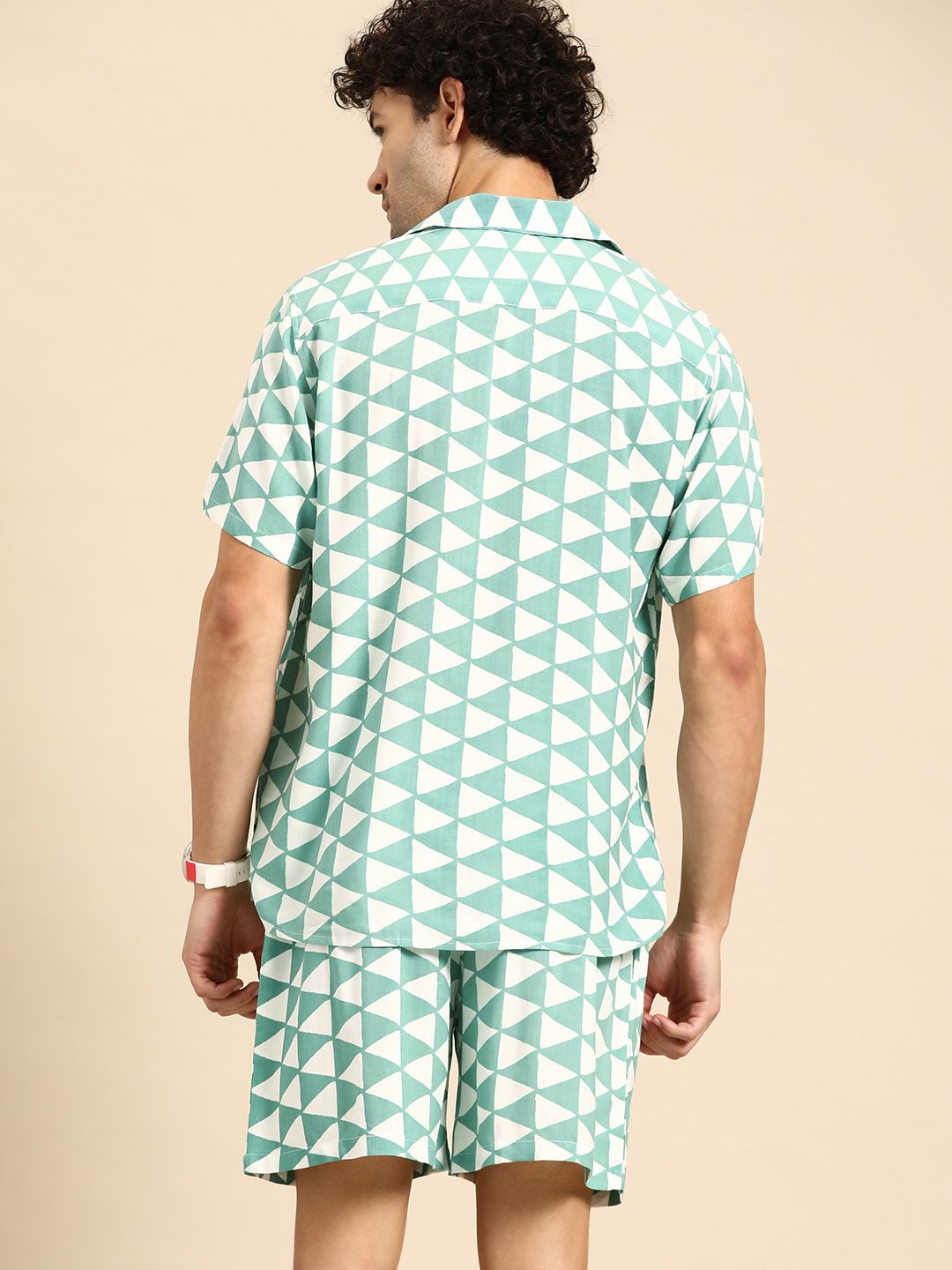 Dennison Printed Cuban Collar Comfort Fit Shirt With Shorts Co-ords