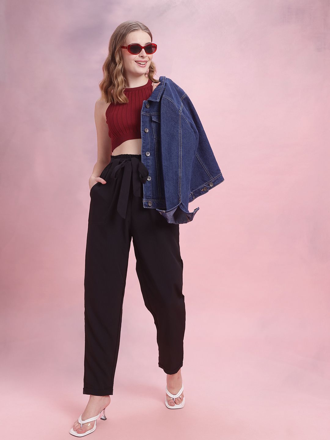 DressBerry Women Belted Trousers