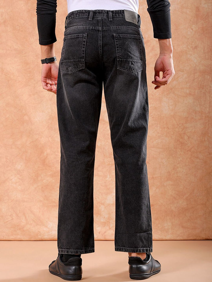 The Indian Garage Co Men Straight Fit Mid Rise Slash Knee Light Fade Pure Cotton Jeans