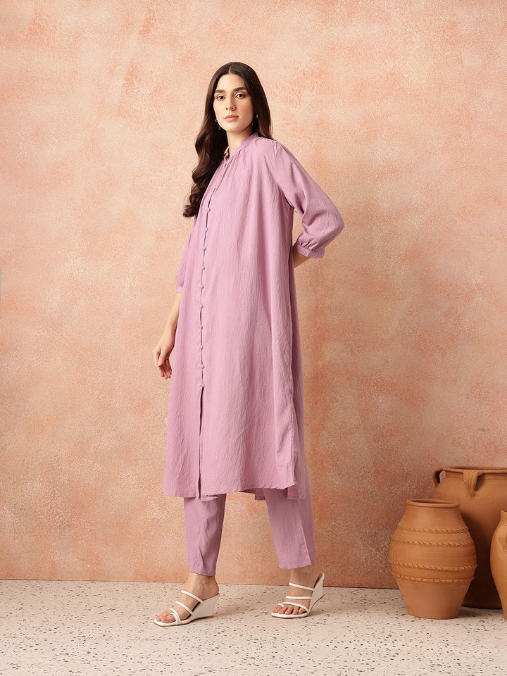 all about you Regular Crinkled Kurta with Trousers