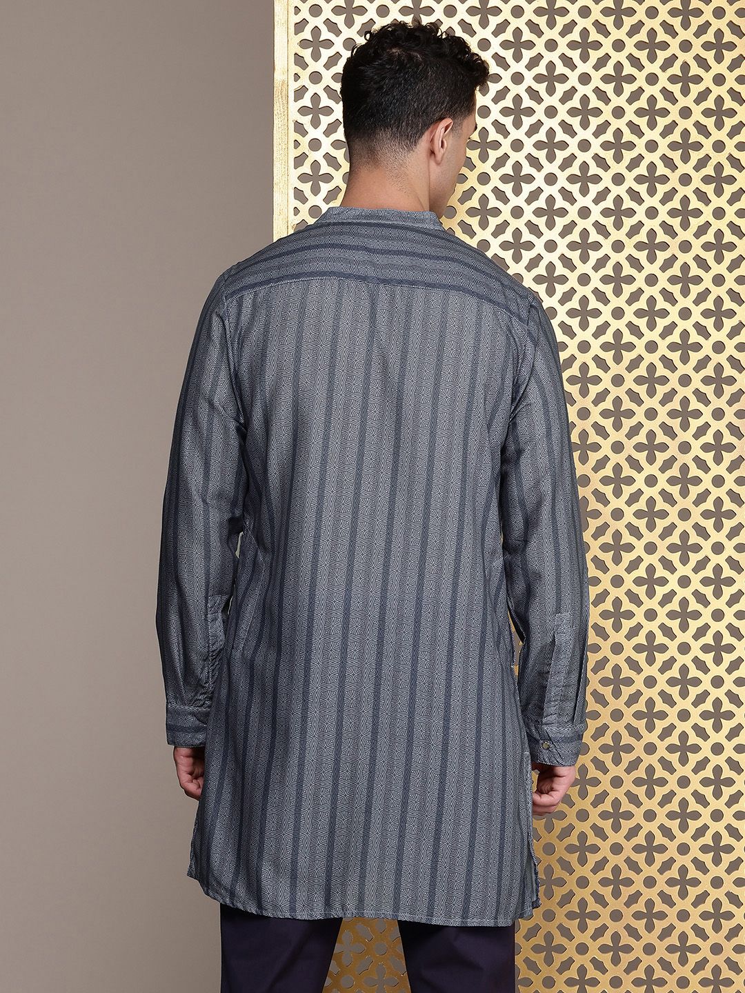House of Pataudi Ethnic Motifs Printed & Striped Rozana Kurta
