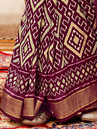 Saree mall Ethnic Motifs Printed Ikat Sarees with Tassels