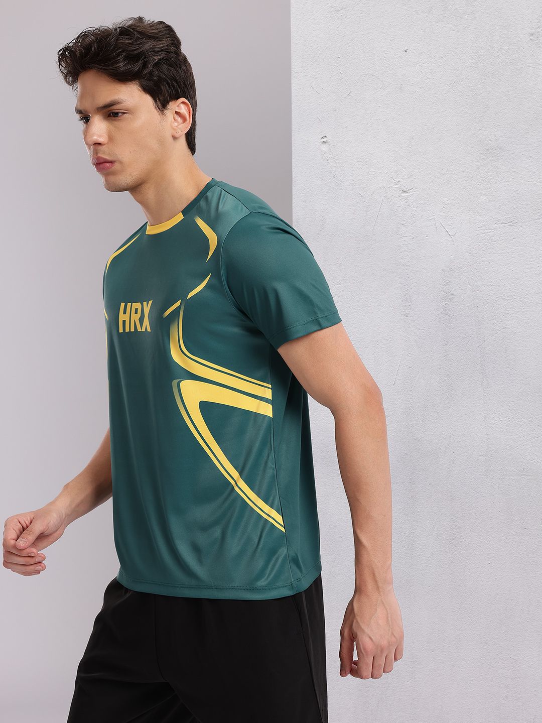 HRX by Hrithik Roshan Brand Logo & Abstract Printed Football T-shirt