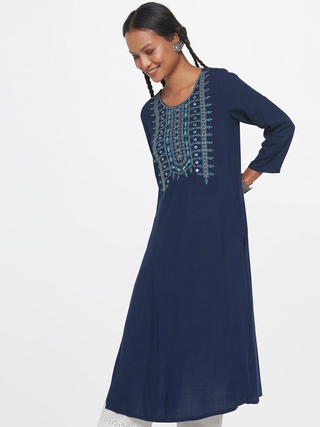 Global Desi Floral Embroidered Anarkali Kurta