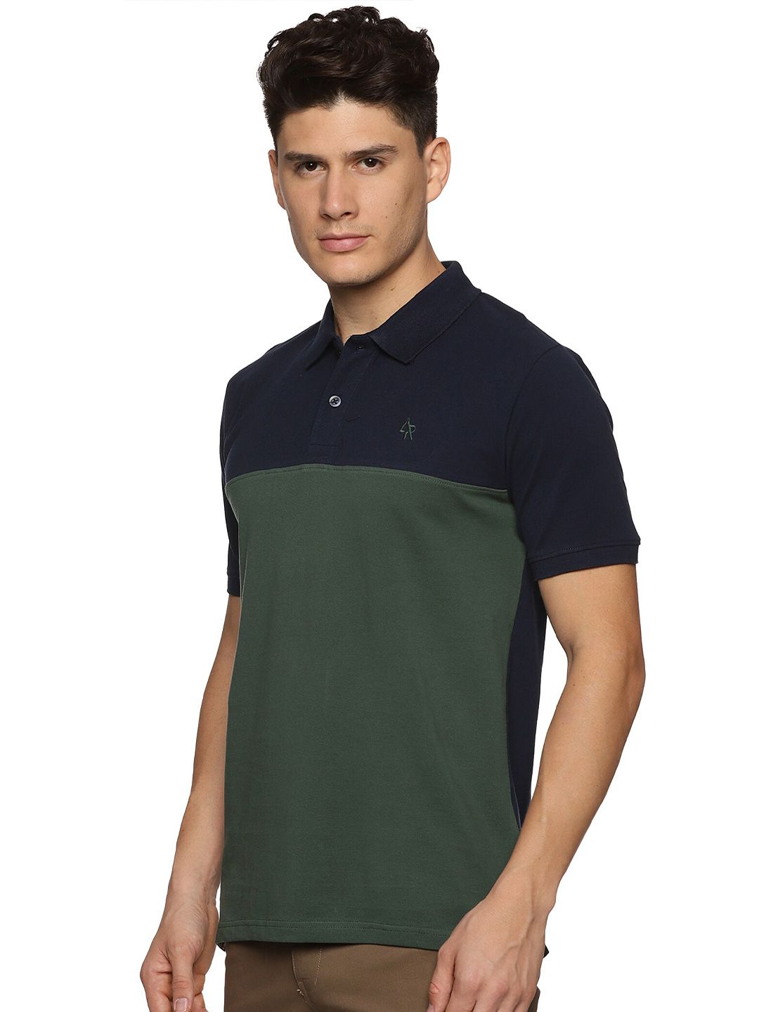 ADRO Colourblocked Cotton Polo Collar T-shirt