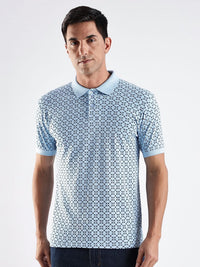 ADRO Geometric Printed Polo Collar Regular Fit Cotton T-shirt