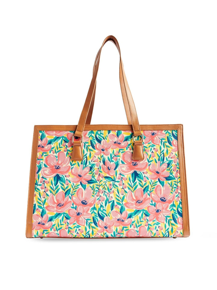 TEAL BY CHUMBAK Floral Printed Oversized Shopper Shoulder Bag