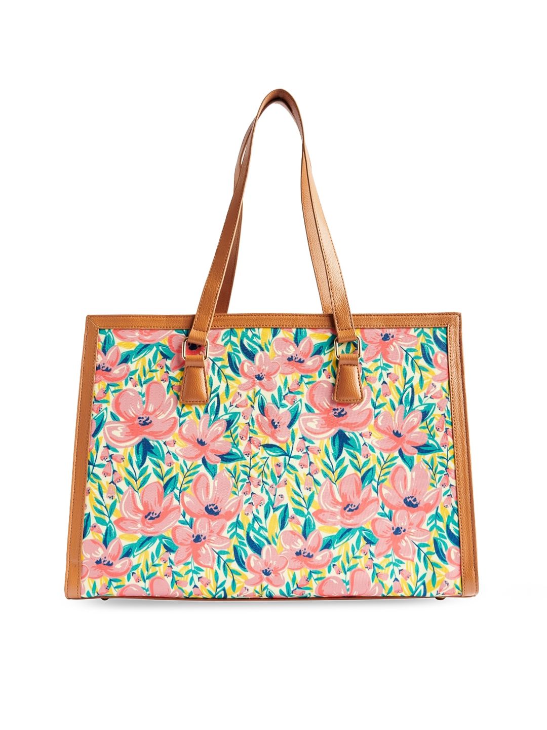 TEAL BY CHUMBAK Floral Printed Oversized Shopper Shoulder Bag