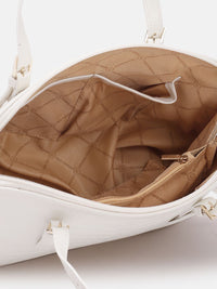 Lino Perros White Croc Textured Structured Shoulder Bag