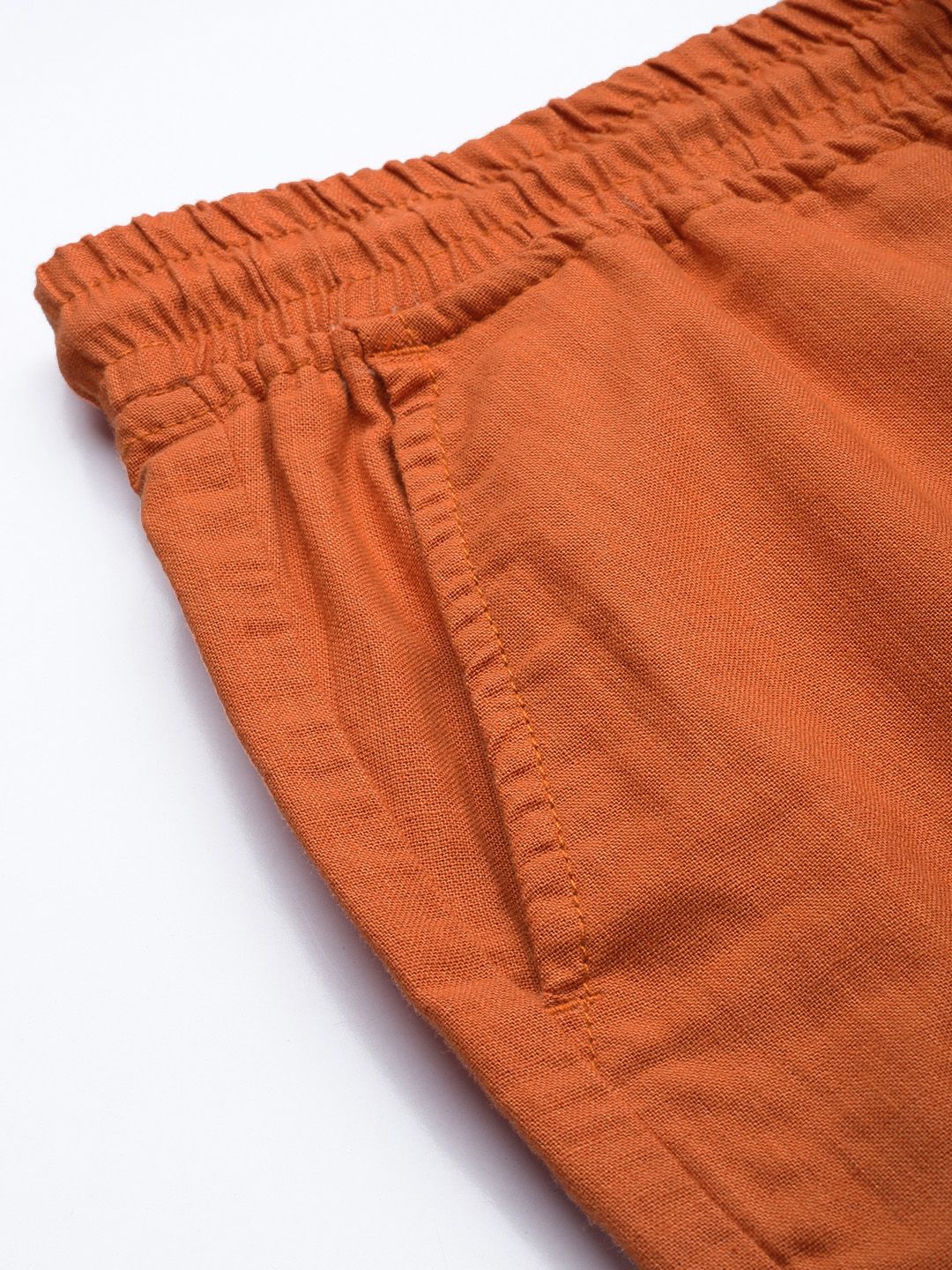 The Indian Garage Co Men Linen Cotton Slim Fit Cargo Shorts