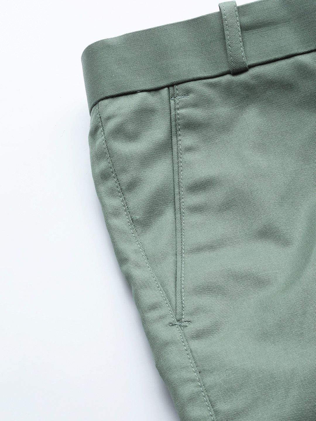 DENNISON Men Green Smart Tapered Fit Easy Wash Trousers