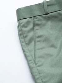 DENNISON Men Green Smart Tapered Fit Easy Wash Trousers