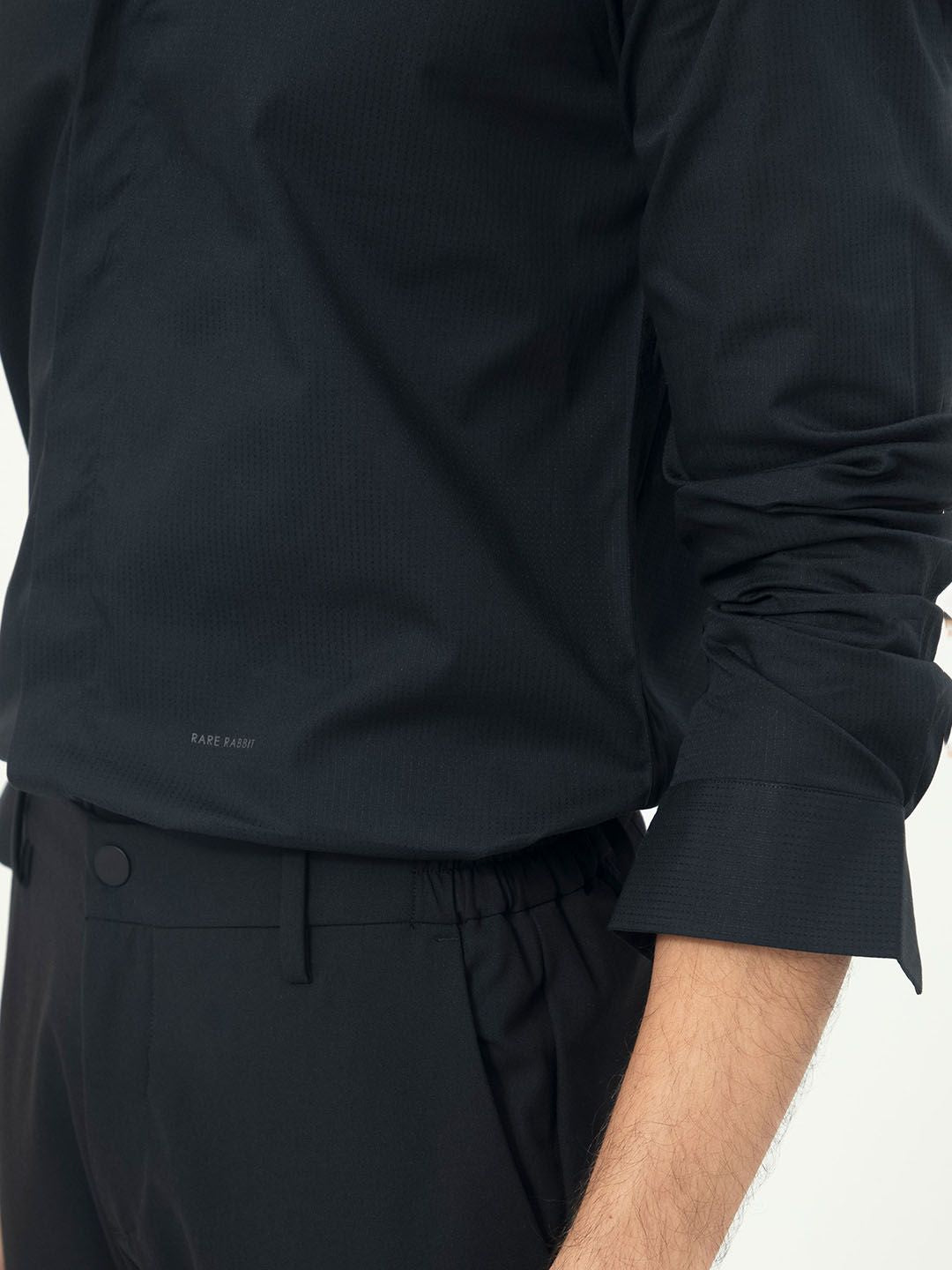 RARE RABBIT Men Rains Slim Fit Mandarin Collar Cotton Shirt