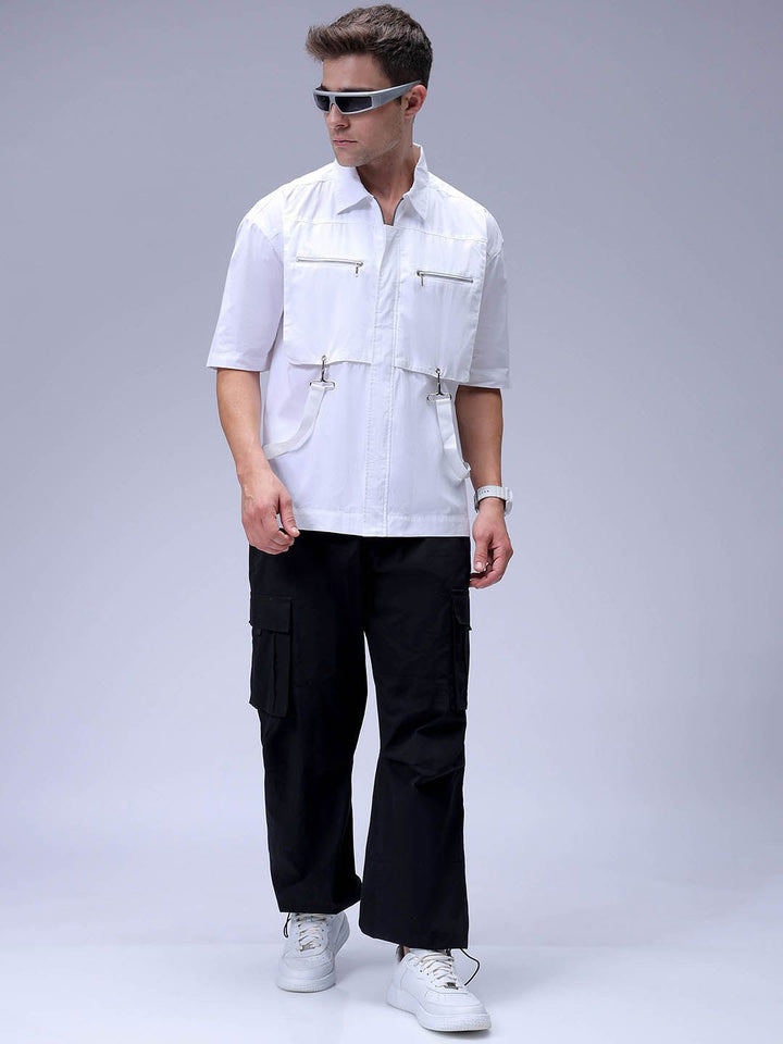 The Indian Garage Co Men Boxy Fit Spread Collar Solid Cotton Casual Shirt