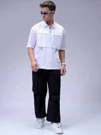 The Indian Garage Co Men Boxy Fit Spread Collar Solid Cotton Casual Shirt