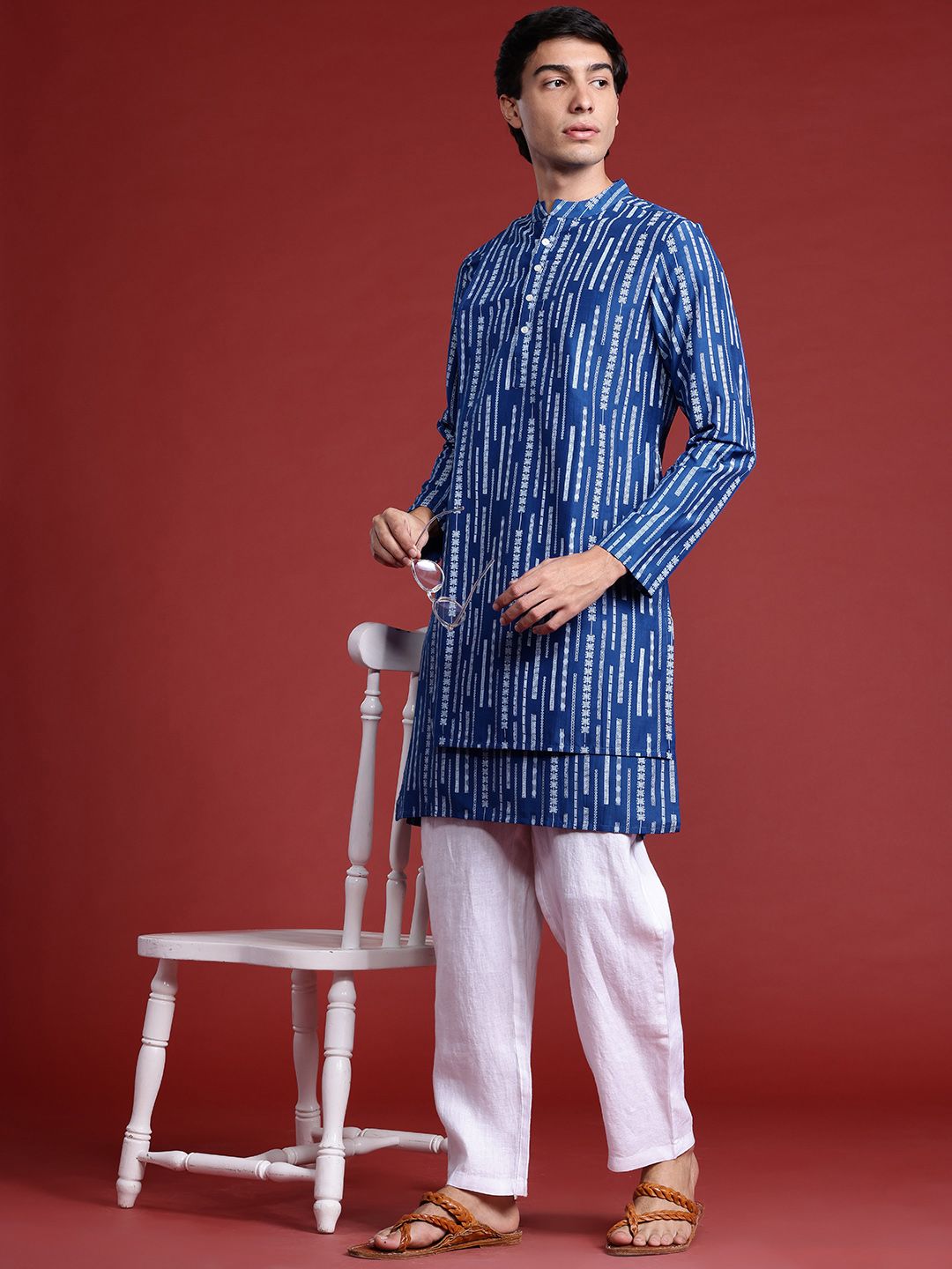 Anouk Geometric Print Layered Kurta
