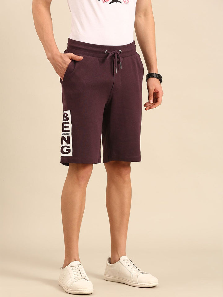 Being Human Men Pure Cotton Brand Logo Printed Regular Shorts