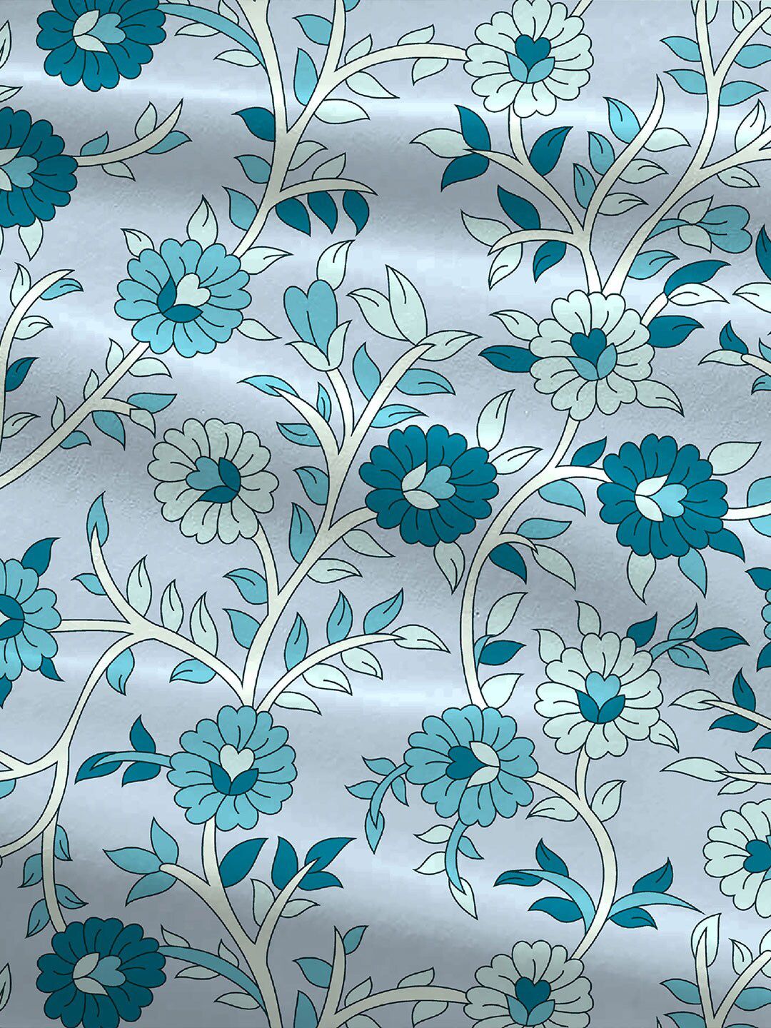 TRIDENT Desert Gardern Blue Urban Comfort Flat 144TC Queen Cotton Bedsheet Set