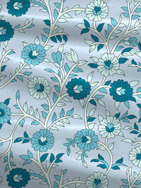 TRIDENT Desert Gardern Blue Urban Comfort Flat 144TC Queen Cotton Bedsheet Set
