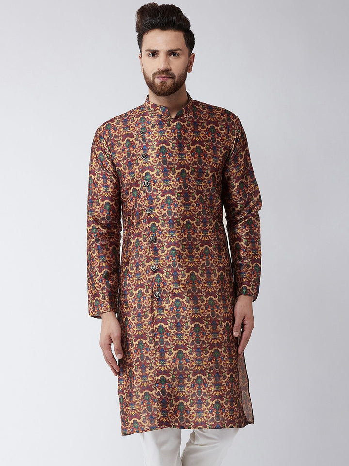 SOJANYA Men Multicoloured Printed Straight Kurta