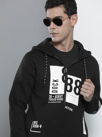 The Indian Garage Co Men Black Hooded Sweatshirt