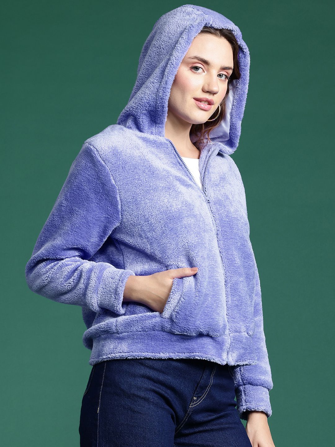 DressBerry Women Faux Fur Woven Jacket