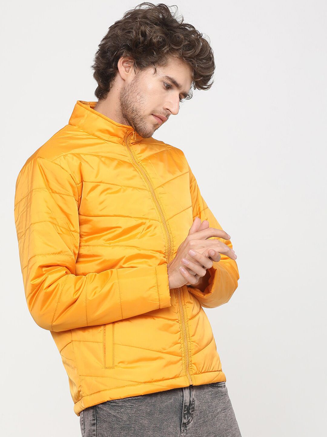HIGHLANDER Men Yellow Solid Puffer Jacket