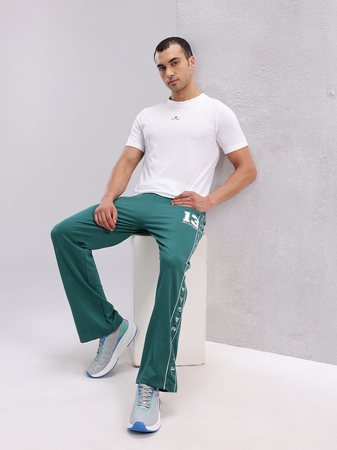 HRX by Hrithik Roshan Men Typography Detail Mid-Rise Relaxed Fit Lifestyle Track Pants