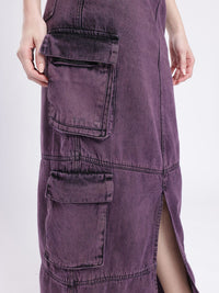 DressBerry Women Urban Savvy Cargo Style Front Slit Straight Maxi Skirt