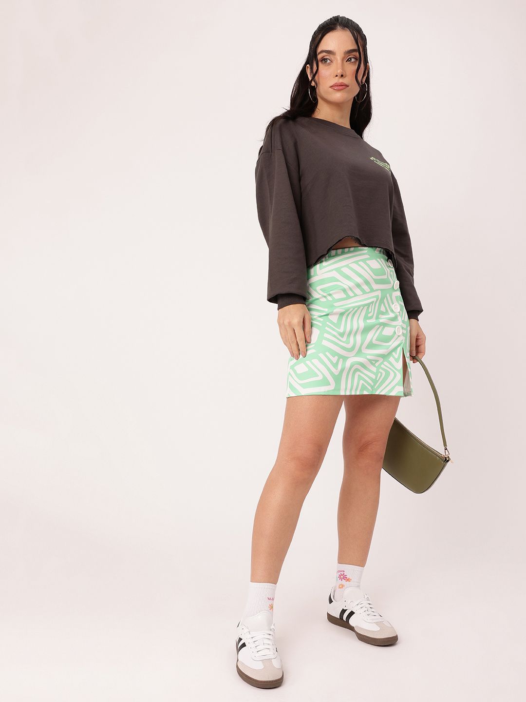 DressBerry Style Printed Cotton Terry Relaxed Fit Sweatshirts