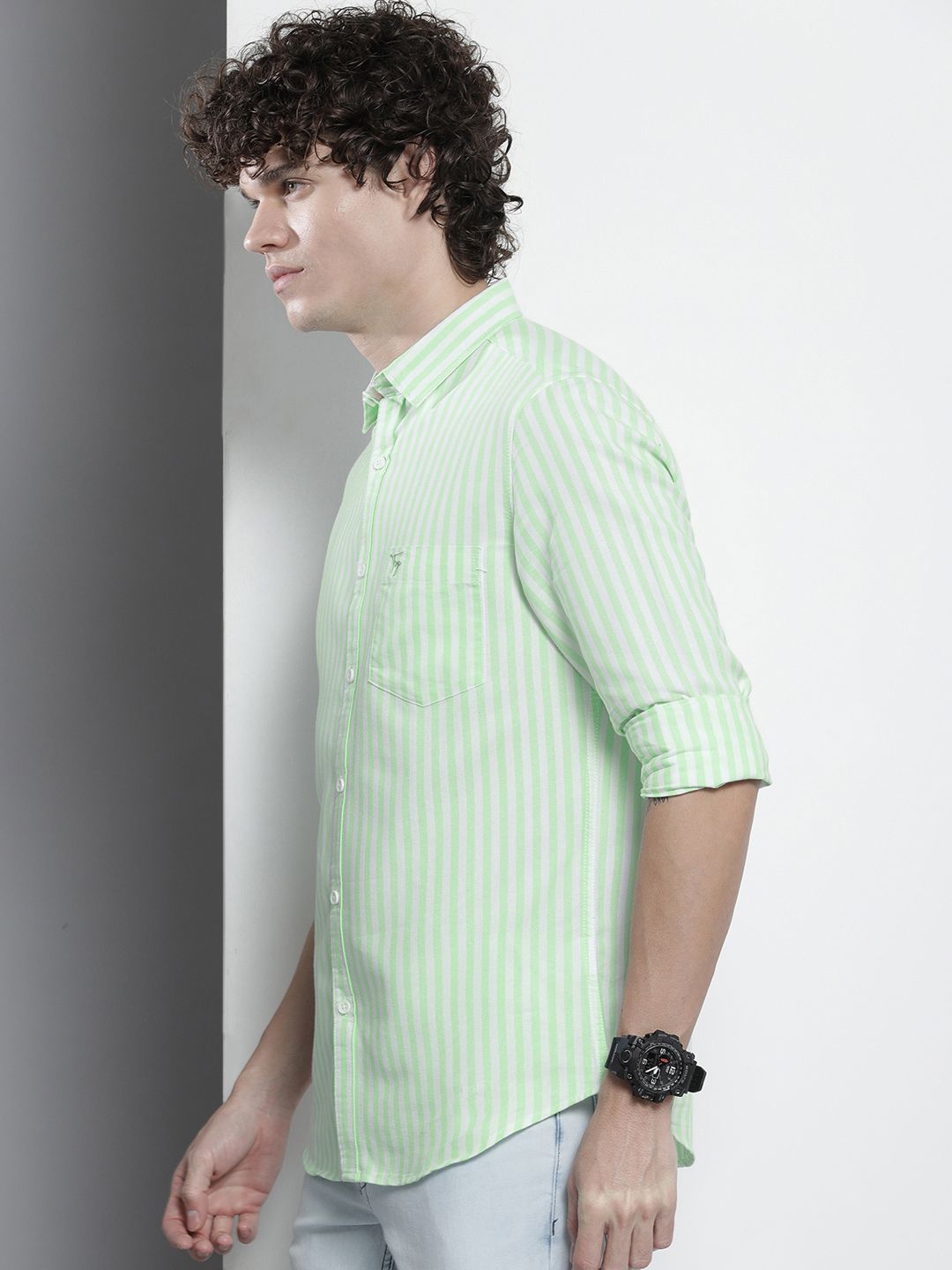 The Indian Garage Co Men Pinstripes Striped Casual Shirt