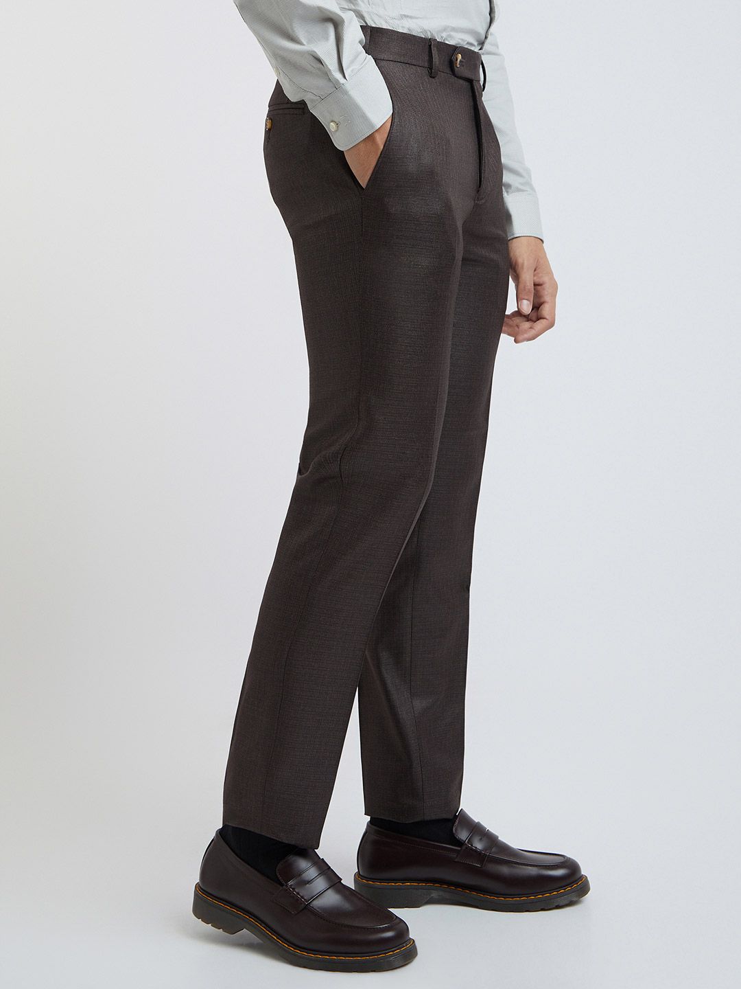 Raymond Men Self Design Textured Slim Fit Formal Trousers