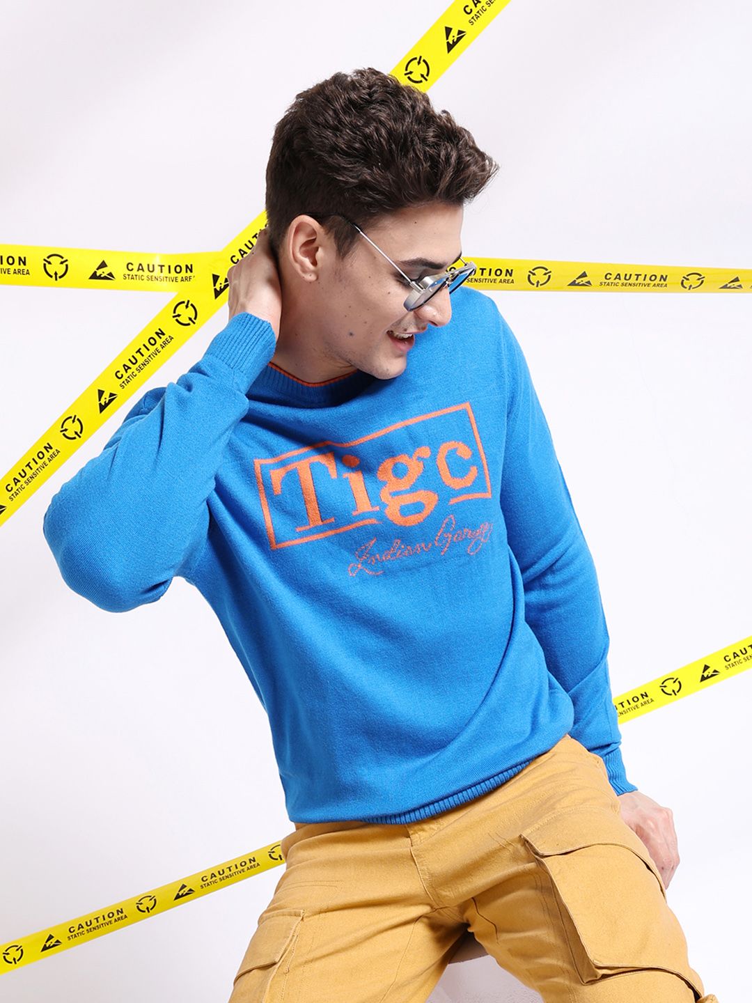 The Indian Garage Co Typography Printed Pullover Acrylic Sweater