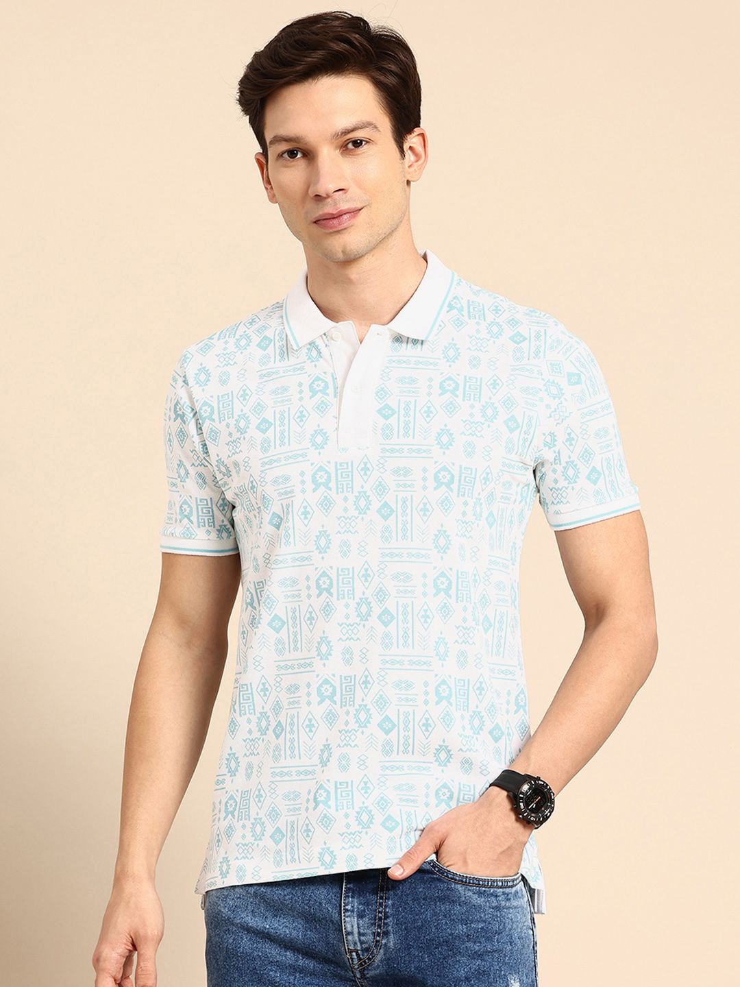 Being Human Printed Polo Collar Pure Cotton T-shirt