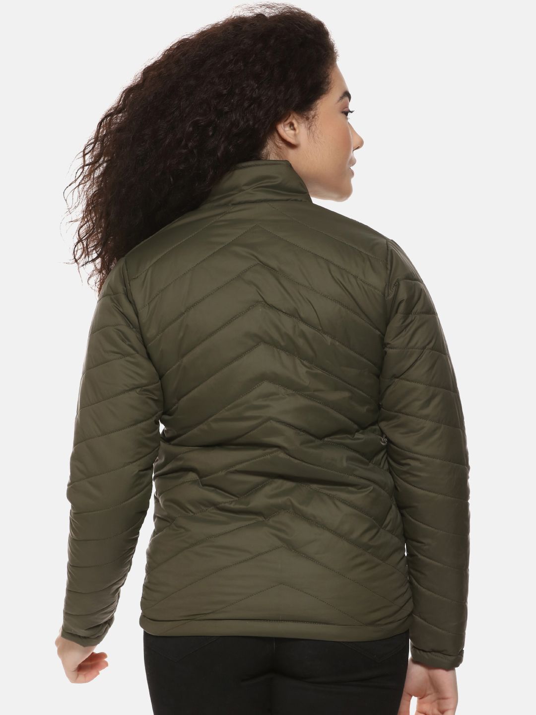 Kampus Sutra Wanita Jaket Olive Hijau Pepejal