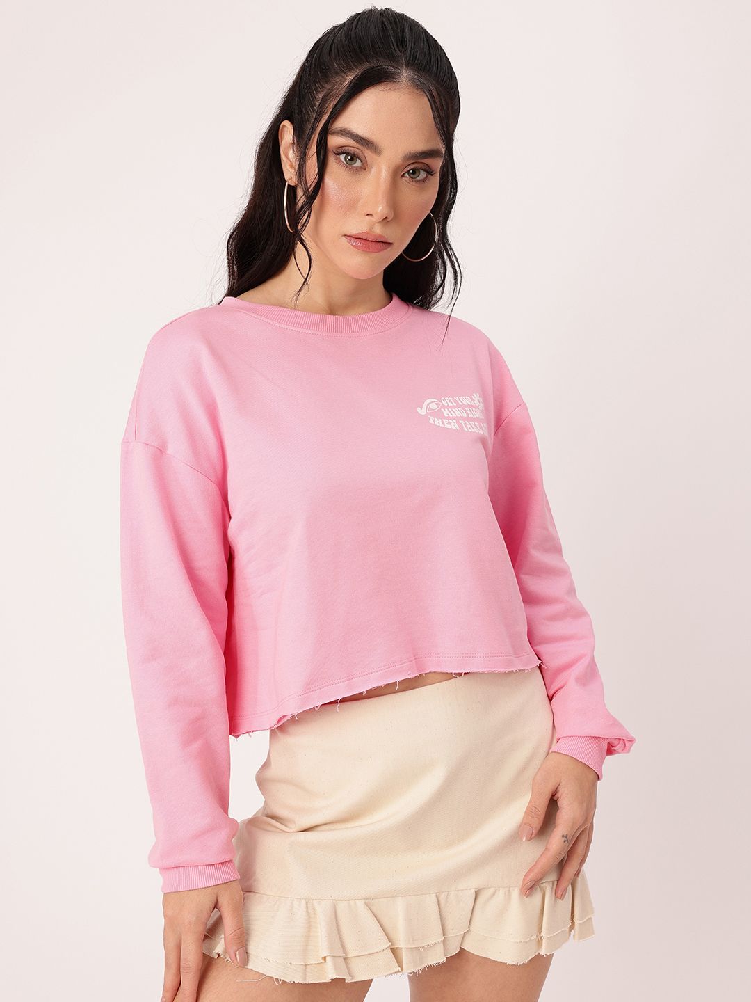 DressBerry Printed Cotton Terry Relaxed Fit Sweatshirts