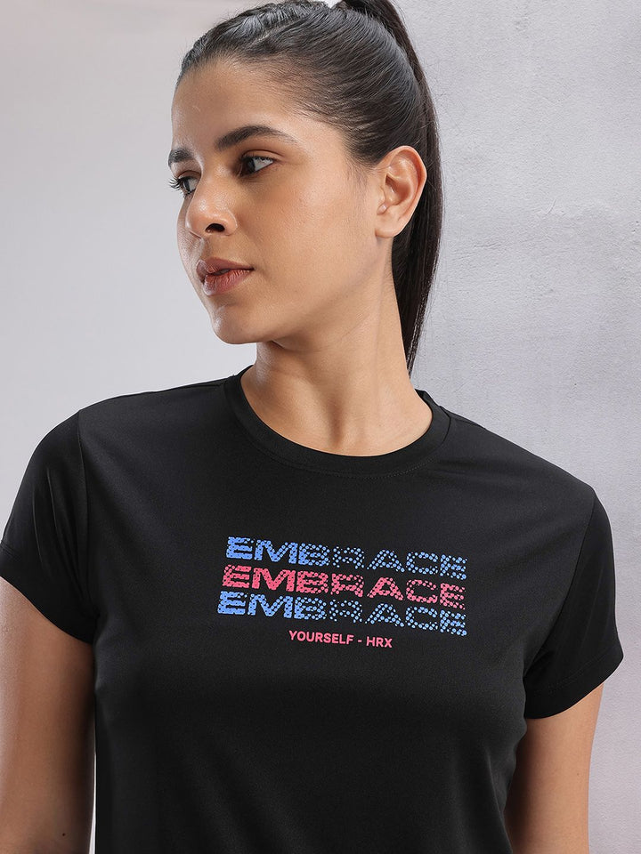 HRX by Hrithik Roshan Women Twin Collection Typography Printed Rapid-Dry Training T-shirt