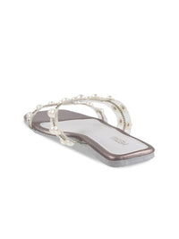 Metro Women Embellished Open Toe Flats