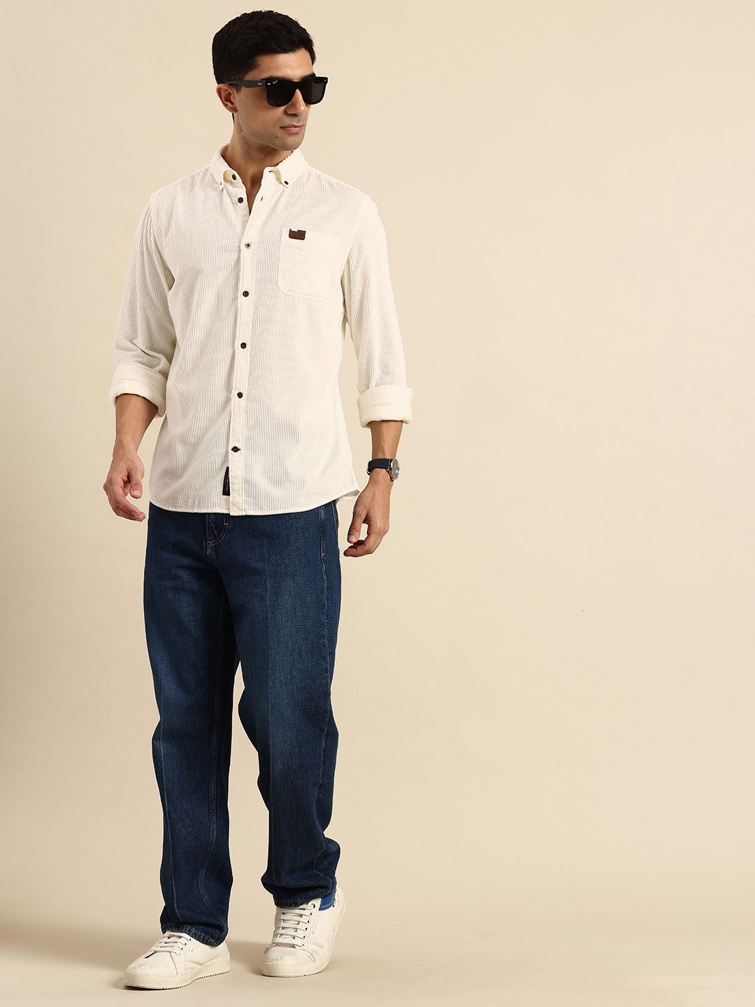 Being Human Slim Fit Button-Down Collar Corduroy Pure Cotton Casual Shirt