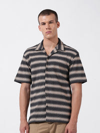 The Indian Garage Co Men Relaxed Fit Textured Crochet Knit Resort Wear Shirt