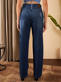 STREET 9 Women Straight Fit High-Rise Clean Look Light Fade Pure Cotton Jeans