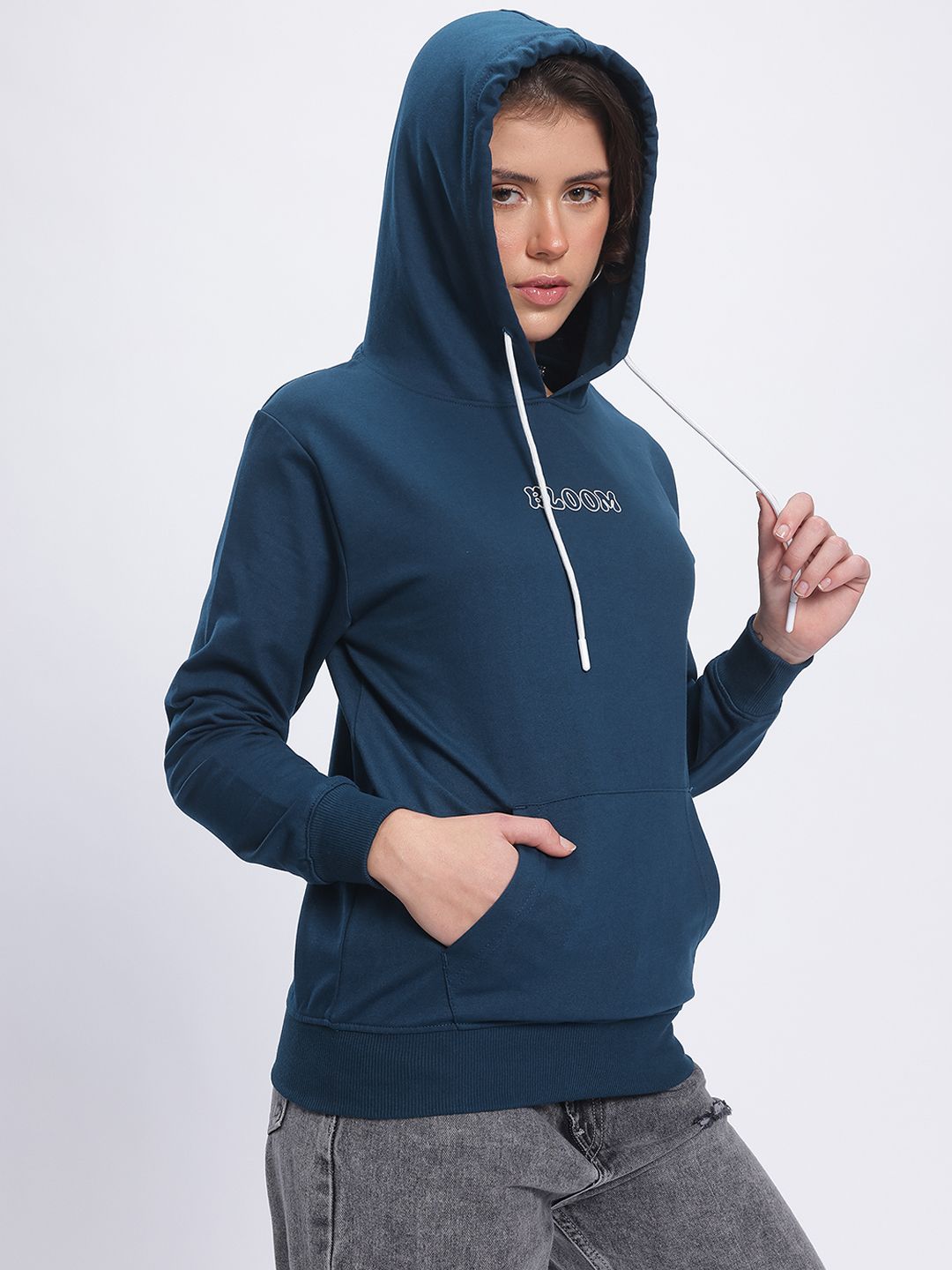 DressBerry Retro Blooms Printed Hooded Sweatshirt