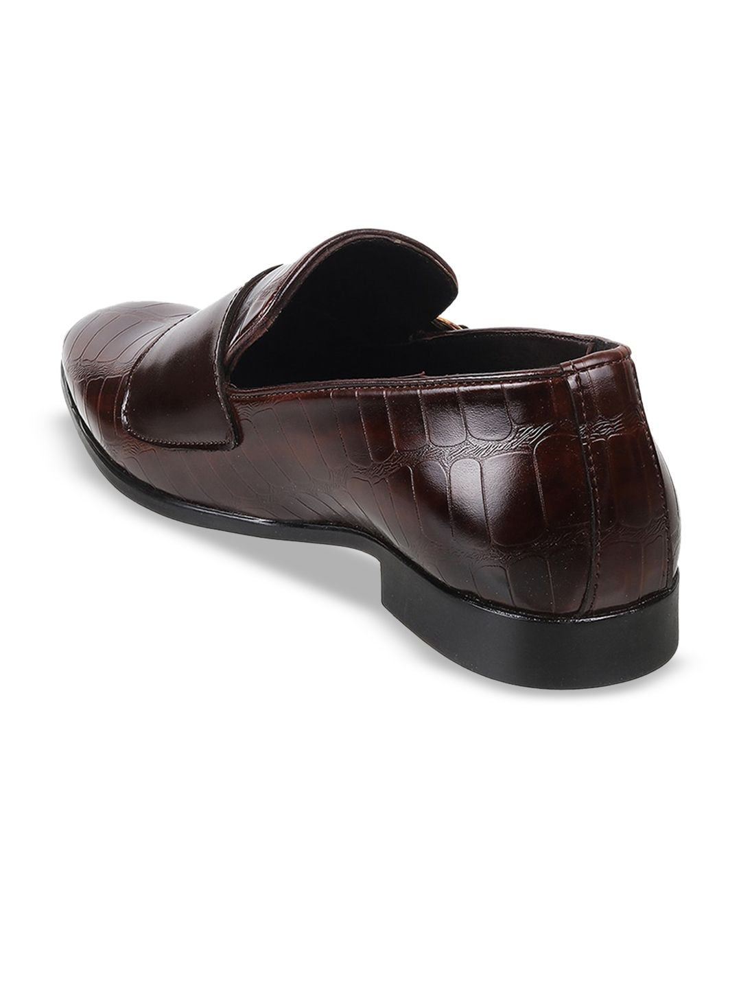 Mochi Men Textured Leather Formal Monk Shoes With Buckle Detail