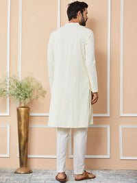 See Designs Mandarin Collar Long Sleeves Thread Work Straight Kurta