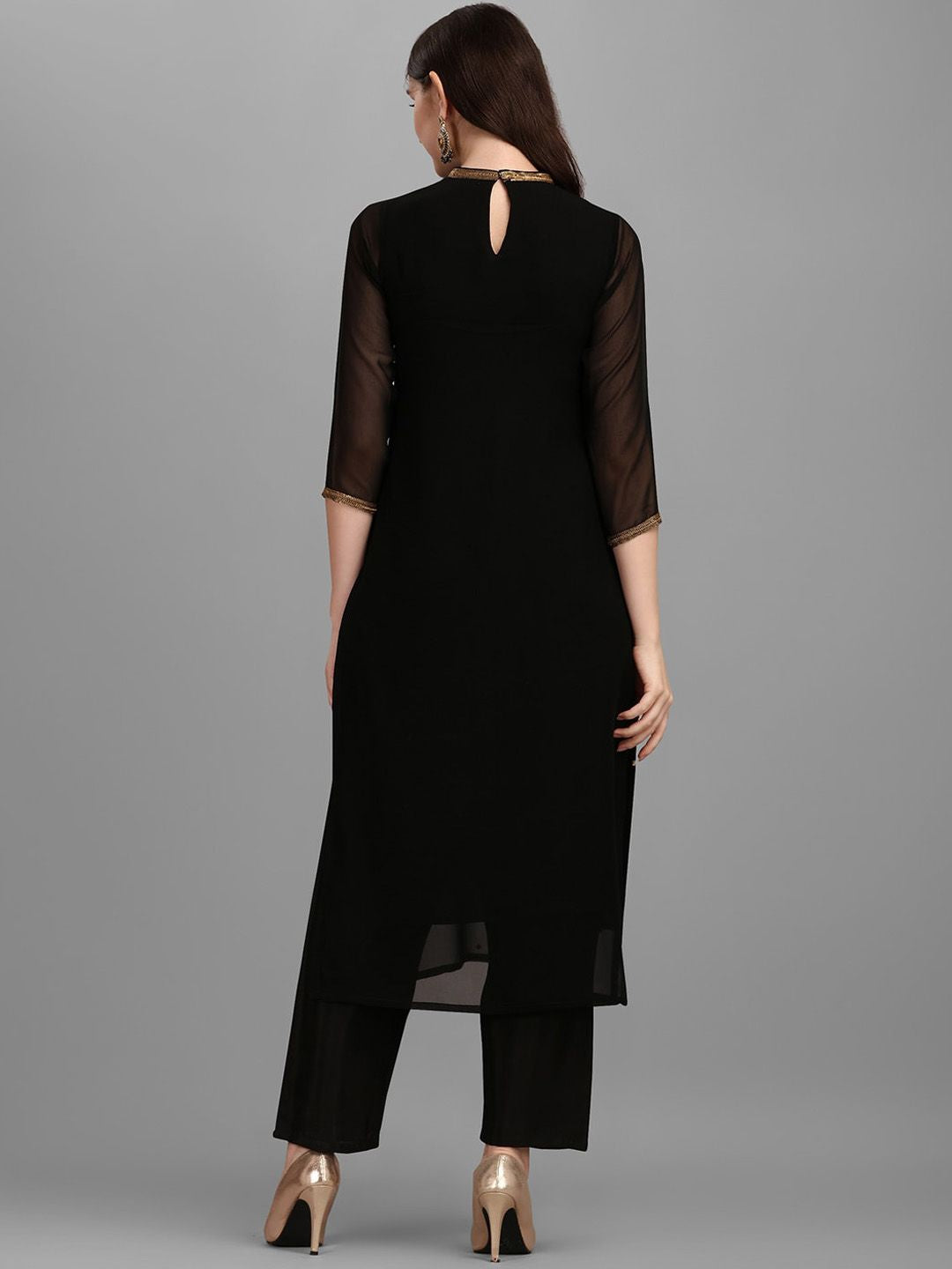 KALINI Sequin Embellished Straight Kurta with Trousers