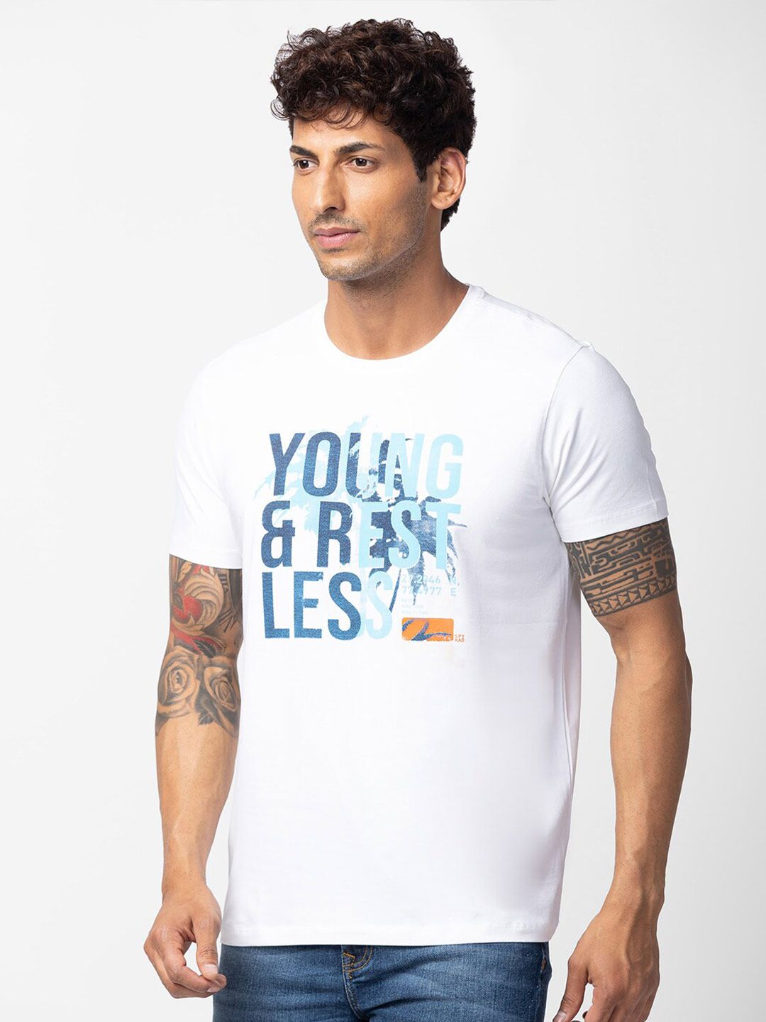 SPYKAR Men Typography Printed Slim Fit Cotton T-shirt
