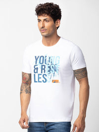SPYKAR Men Typography Printed Slim Fit Cotton T-shirt